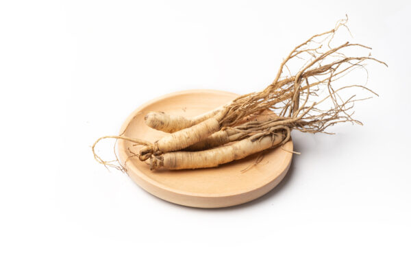 Fresh ginseng on white background